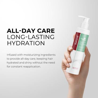 Back label of Karseell leave in conditioner detailing usage instructions and ingredients