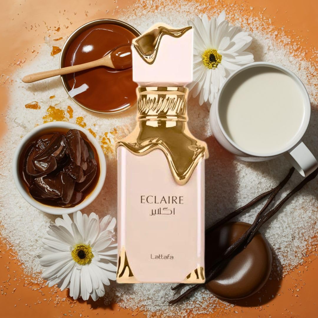 Lattafa Eclaire Eau de Parfum luxury presentation box open view