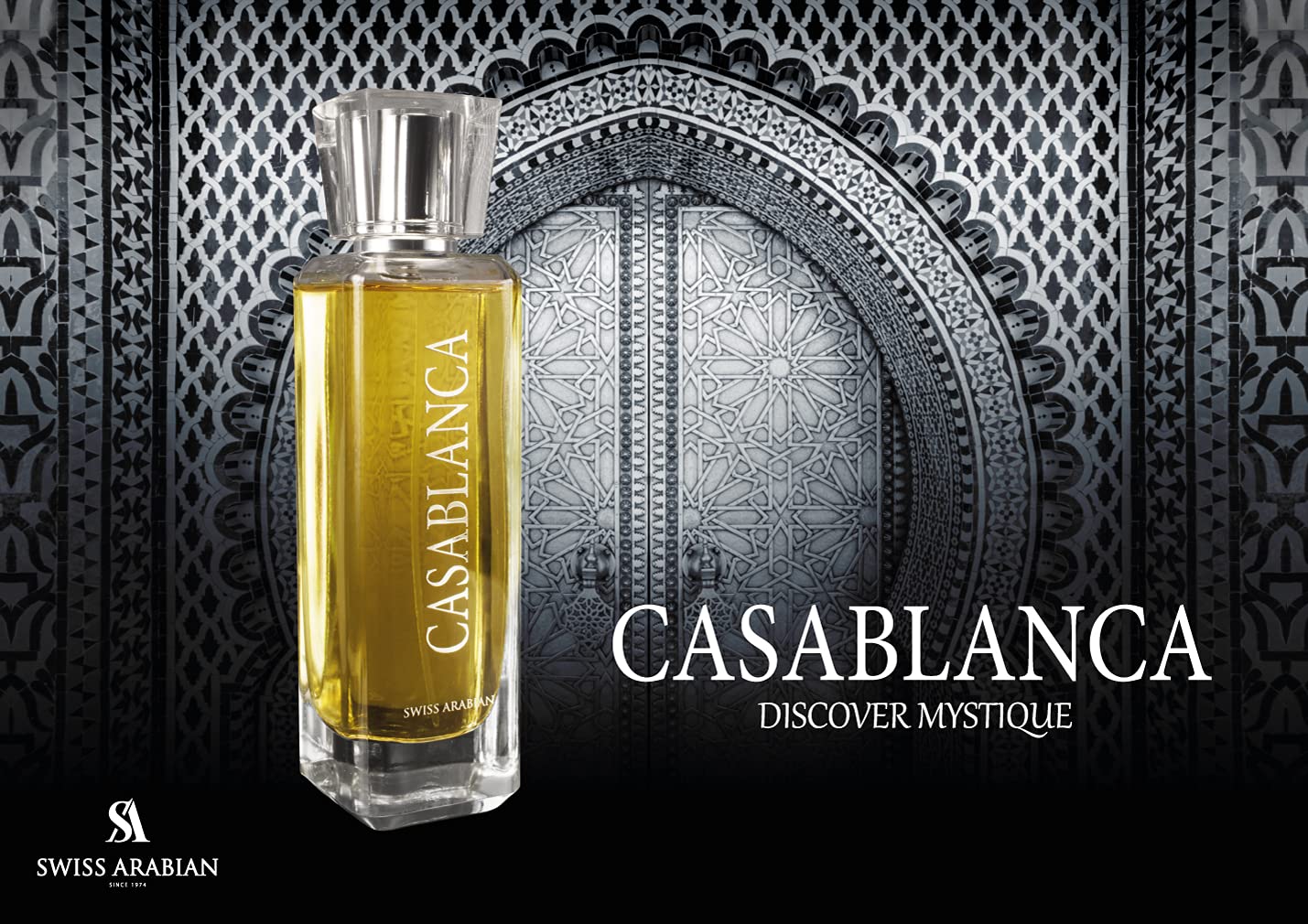 Long lasting Dubai signature fragrance Swiss Arabian Casablanca angled display position