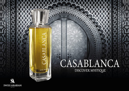 Long lasting Dubai signature fragrance Swiss Arabian Casablanca angled display position