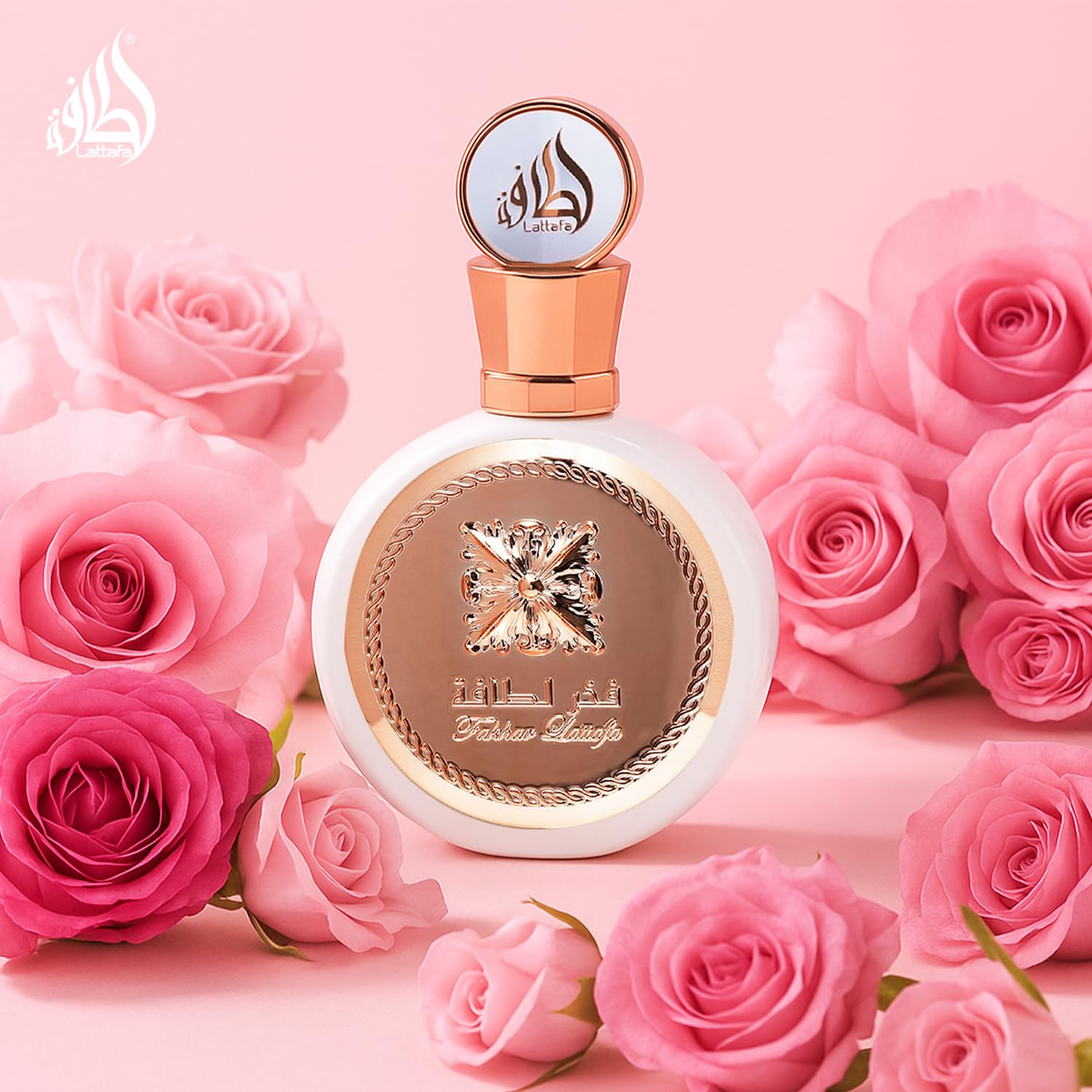 Lattafa Fakhar Eau De Parfum for Women premium international fragrance bottle close up