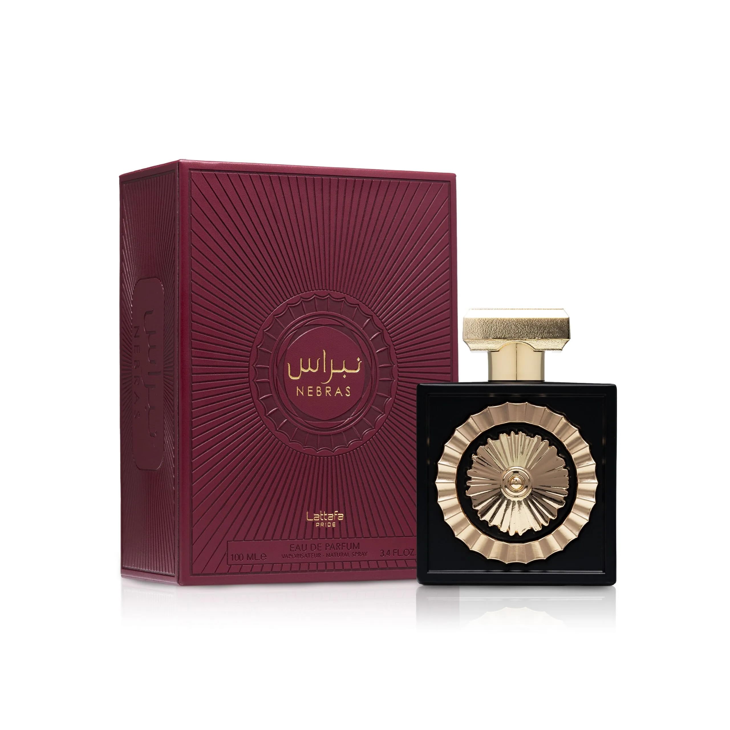 Lattafa Pride Nebras luxury amber vanilla perfume bottle packaging