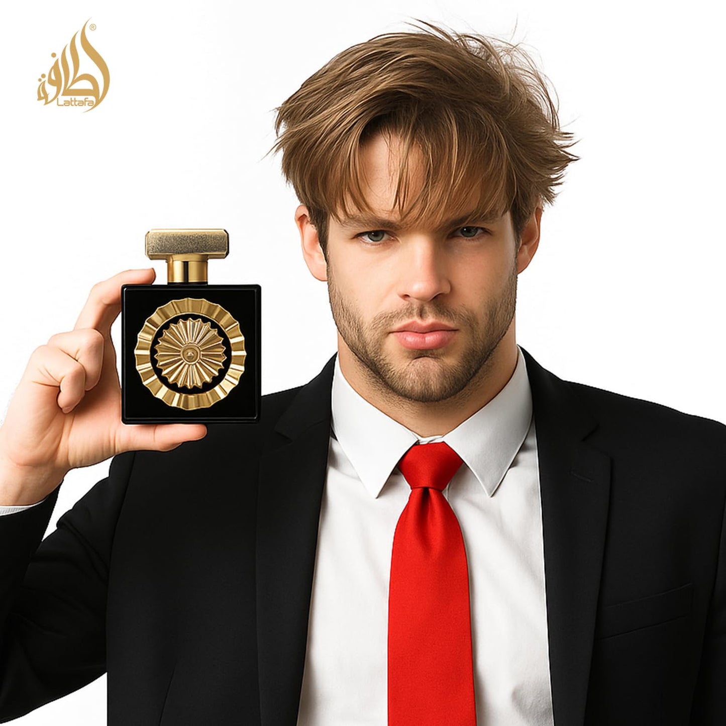 Lattafa Nebras luxury unisex perfume spray with gold accents