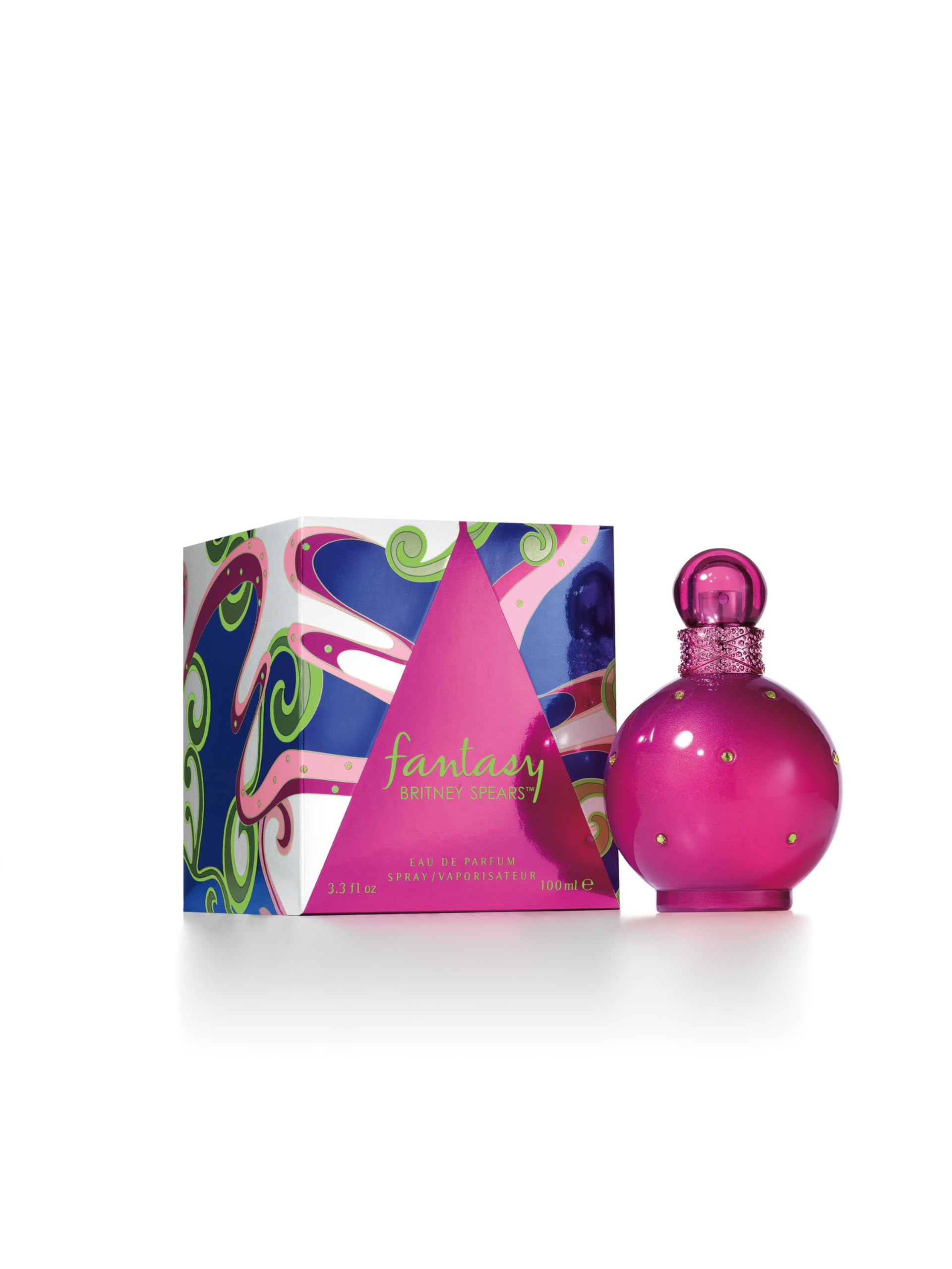 Britney Spears Fantasy 3.4 Ounce fragrance spray box packaging showing authentic branding