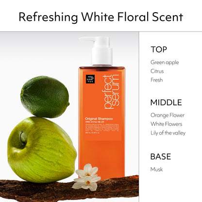 Mise En Scene shampoo package highlighting the 7X Golden Oil blend for deep hair nutrition.