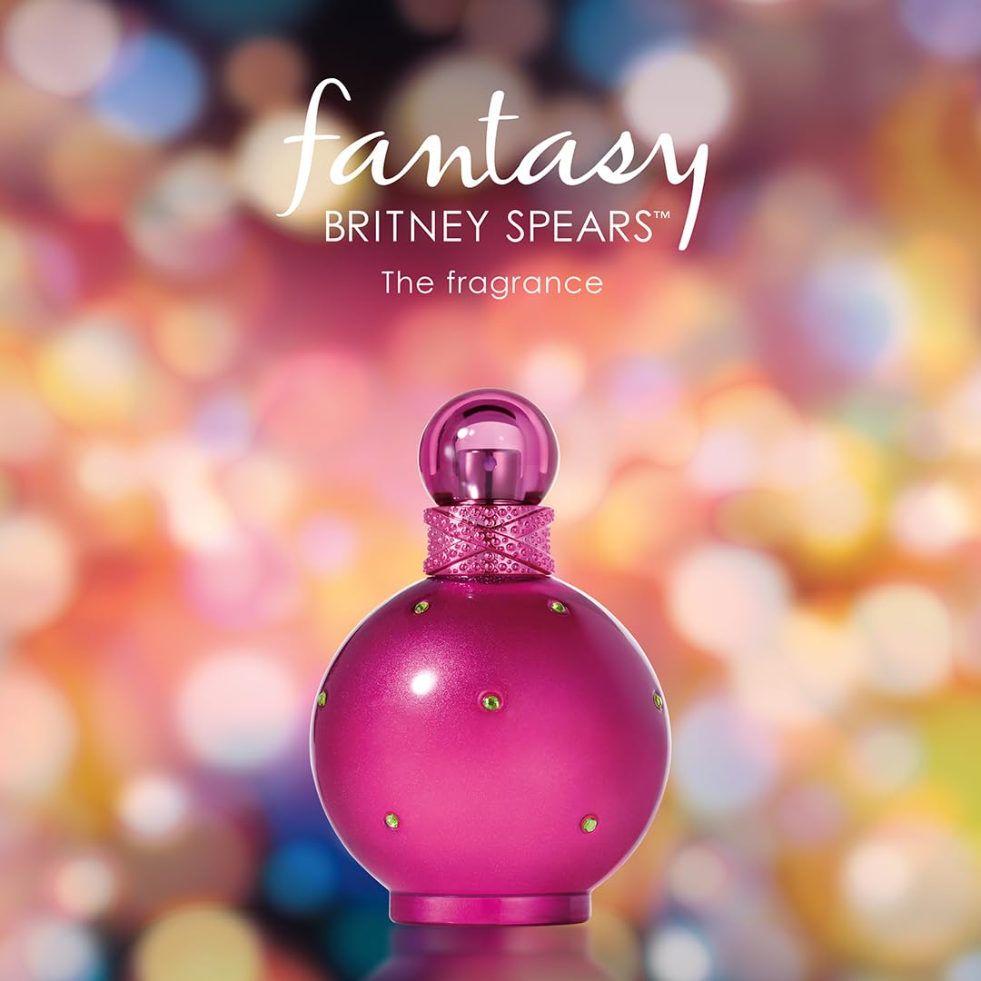 Side angle shot of Britney Spears Fantasy Eau de Parfum imported from USA
