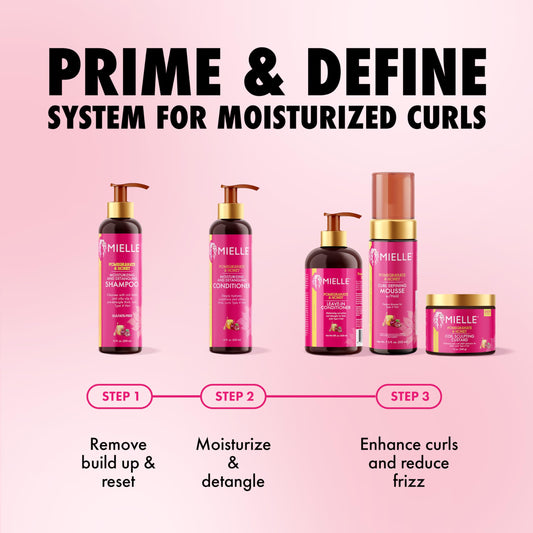 Mielle Organics Type Four hair detangling conditioner bottle showing product details and ingredients.