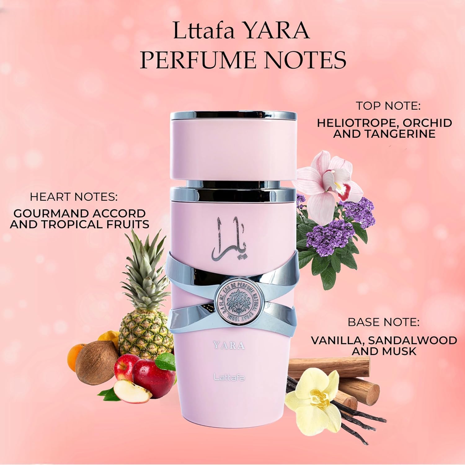 Imported Yara vanilla pink personal care fragrance collection showcase