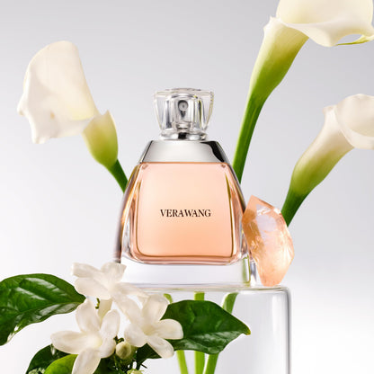 Side view of the imported Vera Wang designer perfume bottle showcasing the premium glass design