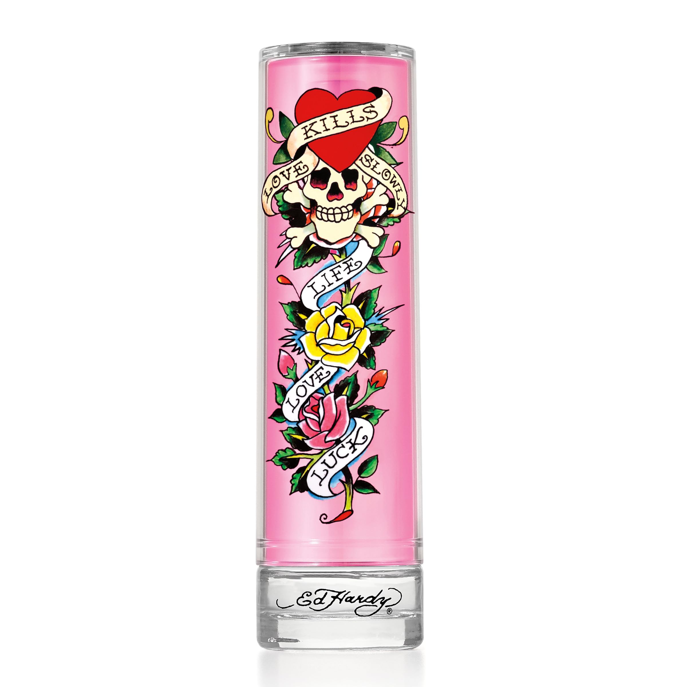 Christian Audigier Ed Hardy perfume bottle for women angled shot showcasing design detail