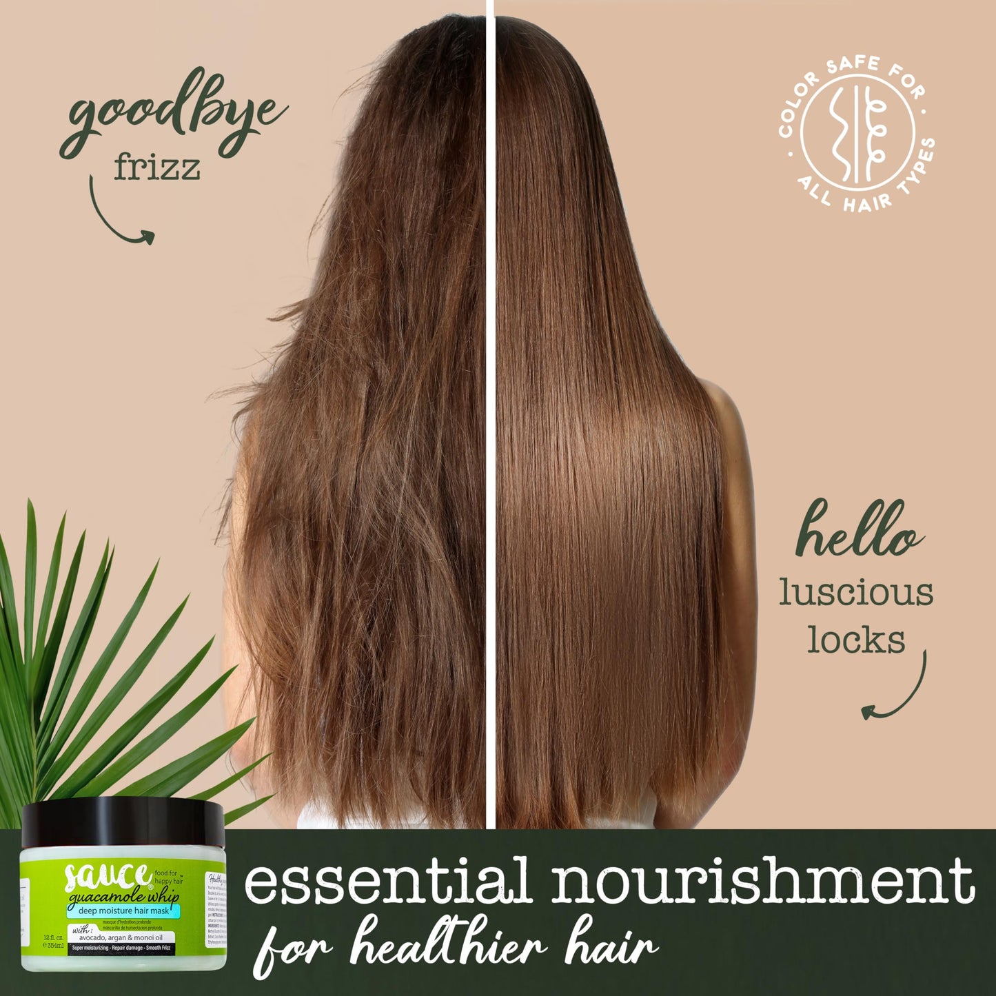 Whipped texture of the Sauce Beauty avocado hair mask cream.