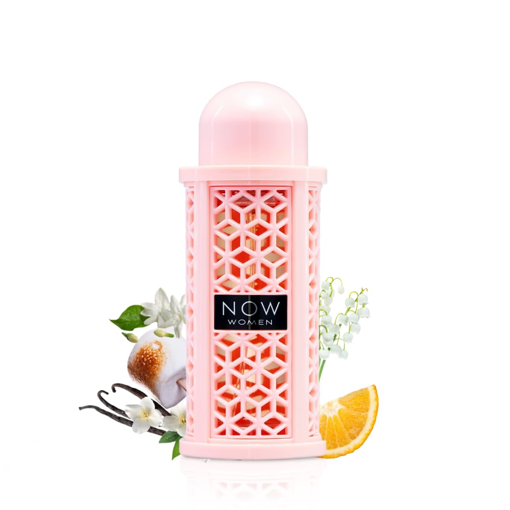 Rave Now Pink perfume spray bottle by Lattafa showcasing the signature structural design for women.