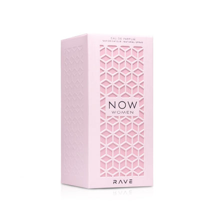 Close up of the spray nozzle on the pink Lattafa Rave Now premium women's fragrance bottle.