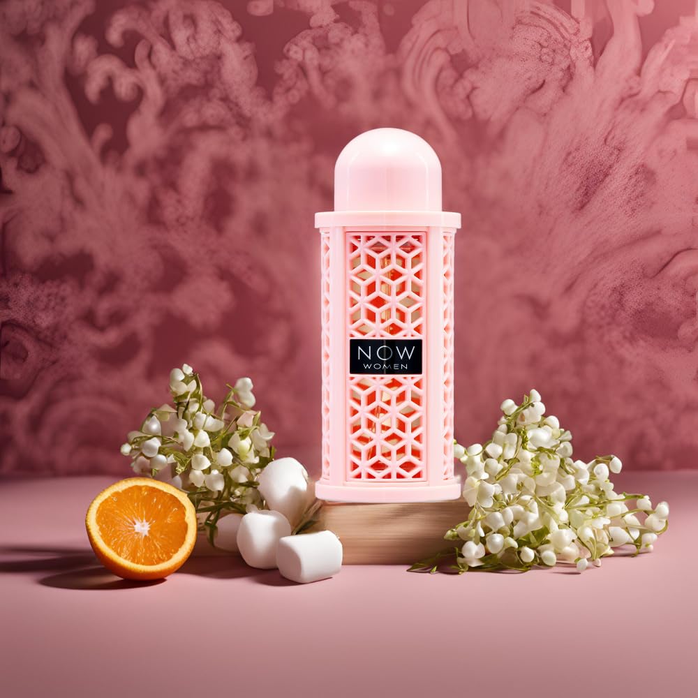 Lattafa Rave Now Eau de Parfum for women displayed elegantly alongside its protective international outer box.