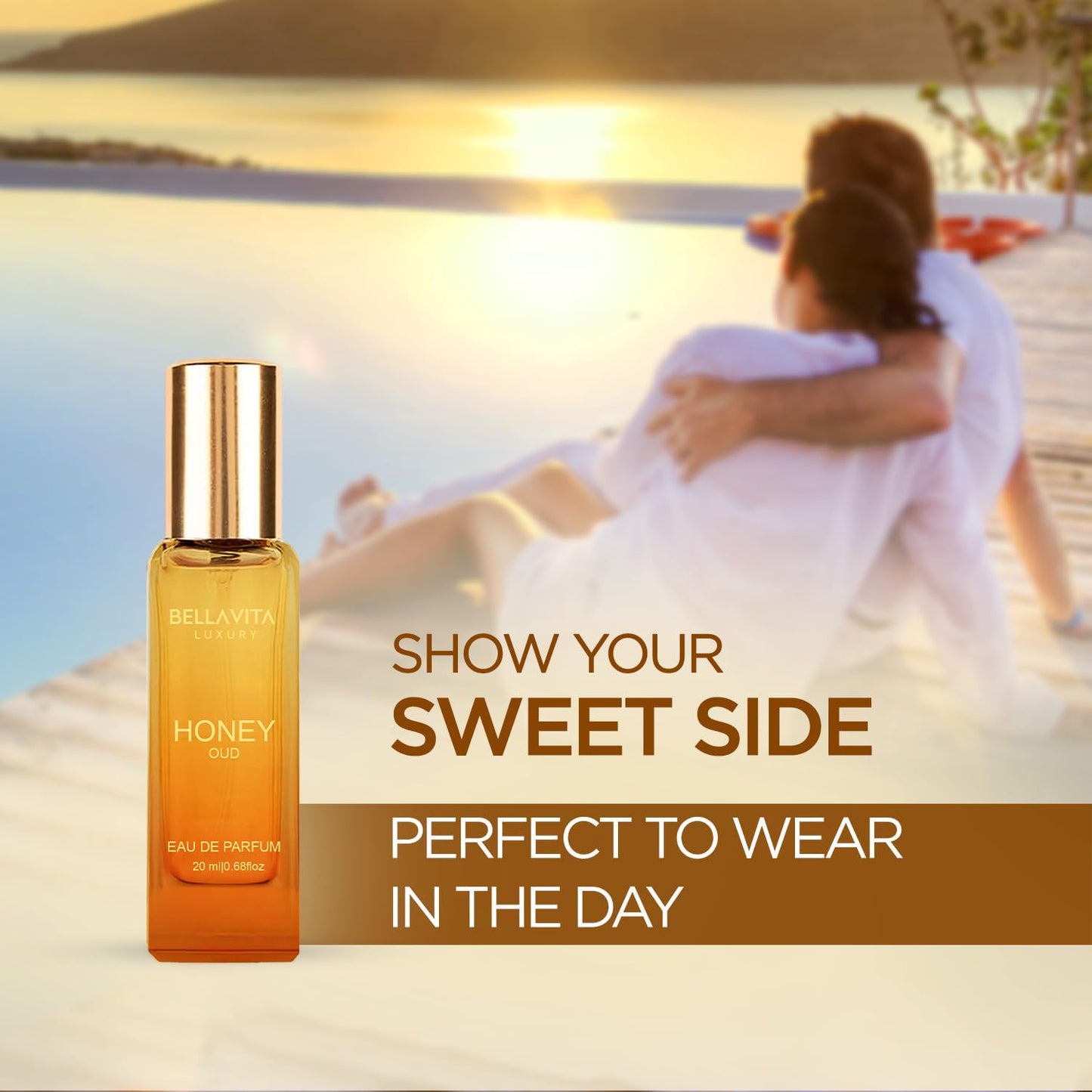 Bella Vita Luxury Honey Oud 20ml liquid perfume showing ingredients list