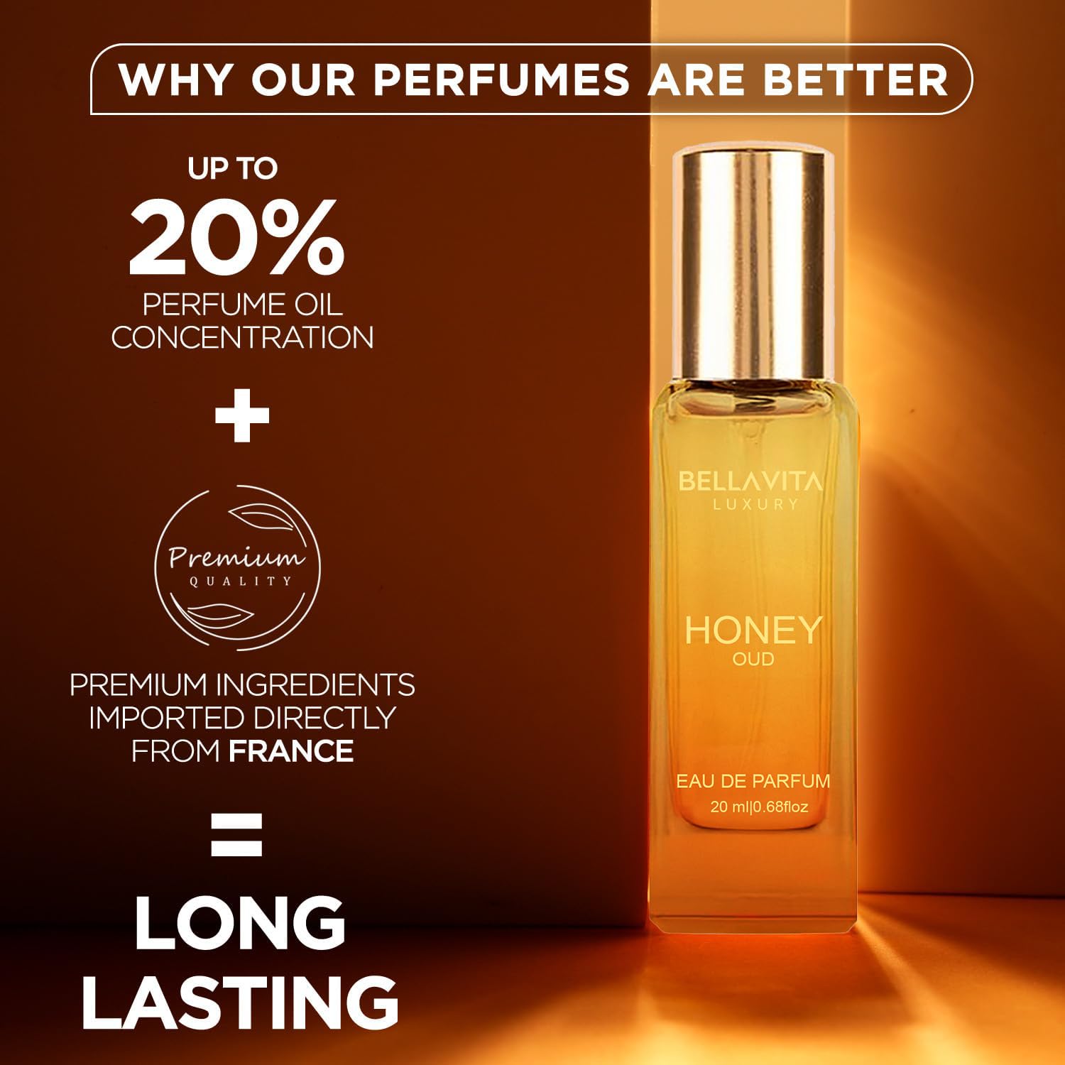 Bella Vita Luxury Honey Oud unisex travel fragrance bottle placement view