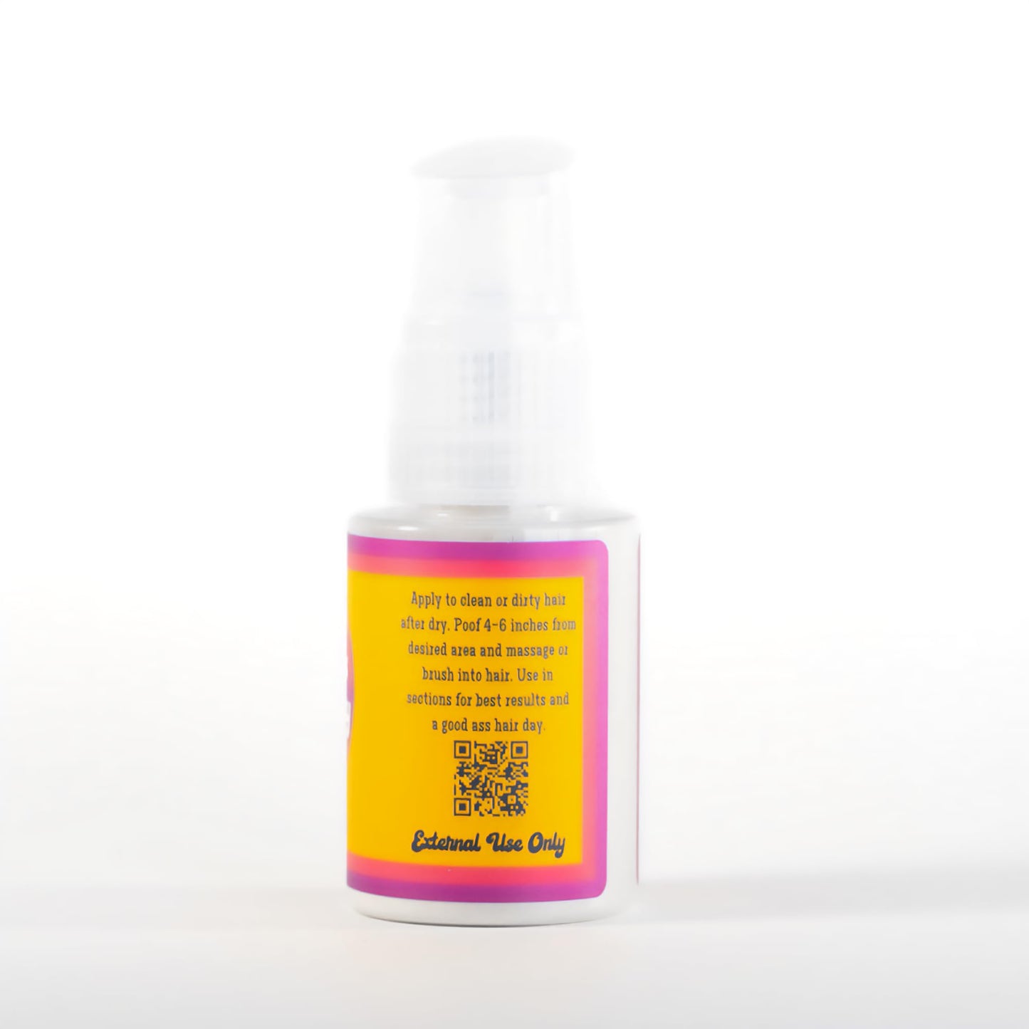 Natural hair powder ingredients label close up