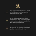 The fifteen milliliter Swiss Arabian Layali Rouge oil bottle showcasing the vibrant red and gold artisanal casing.