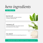 Close up of HASK Tea Tree Invigorating Dry Shampoo branding