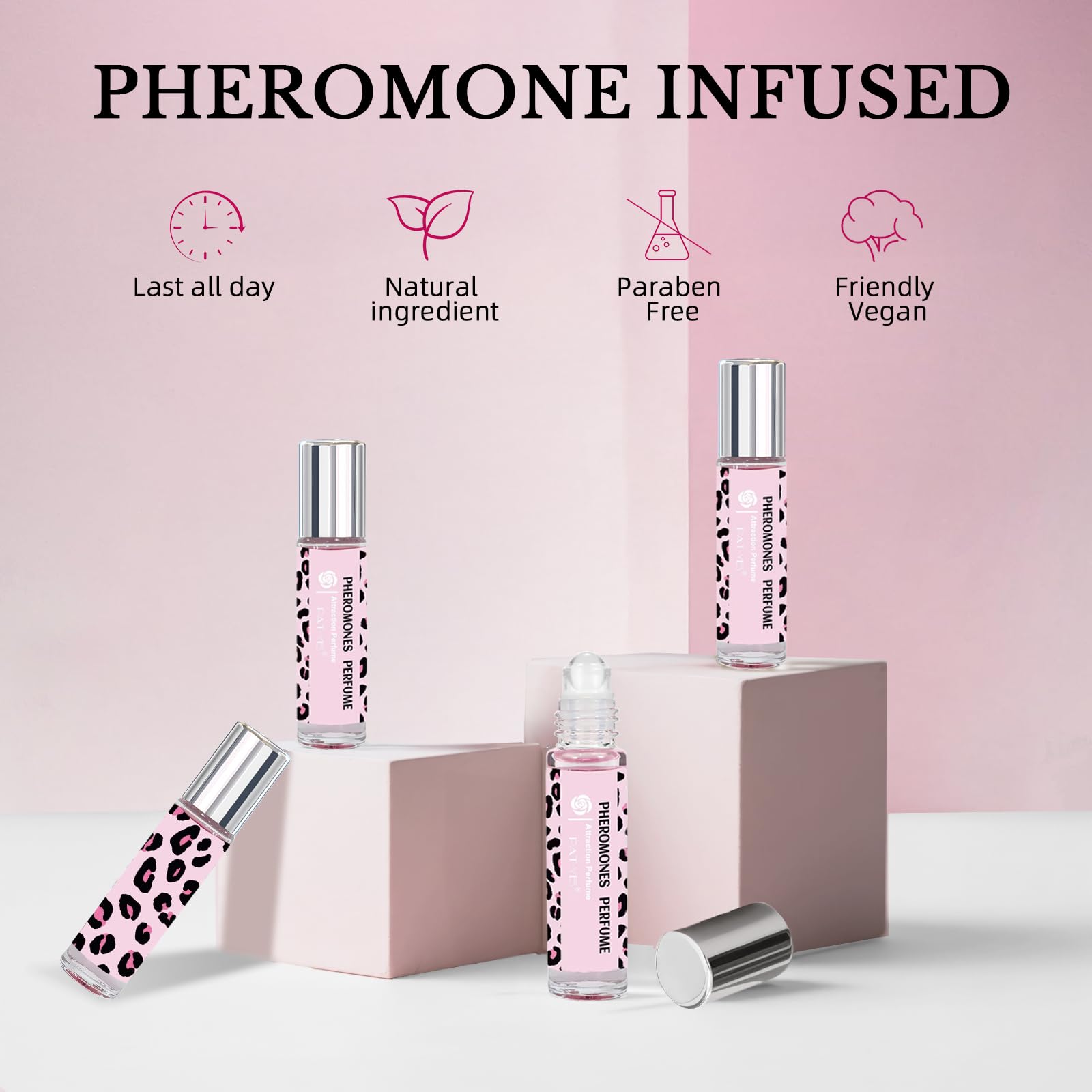 PAT-YES long lasting roll on perfume oil ten milliliters bottle displaying the rollerball applicator.