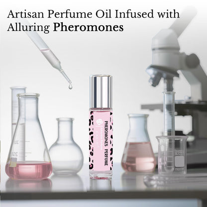 PAT-YES premium pheromones concentrated perfume oil showing the pink leopard exterior graphic design.