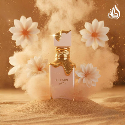 Authentic Lattafa Eclaire women perfume bottle placed against a clean backdrop