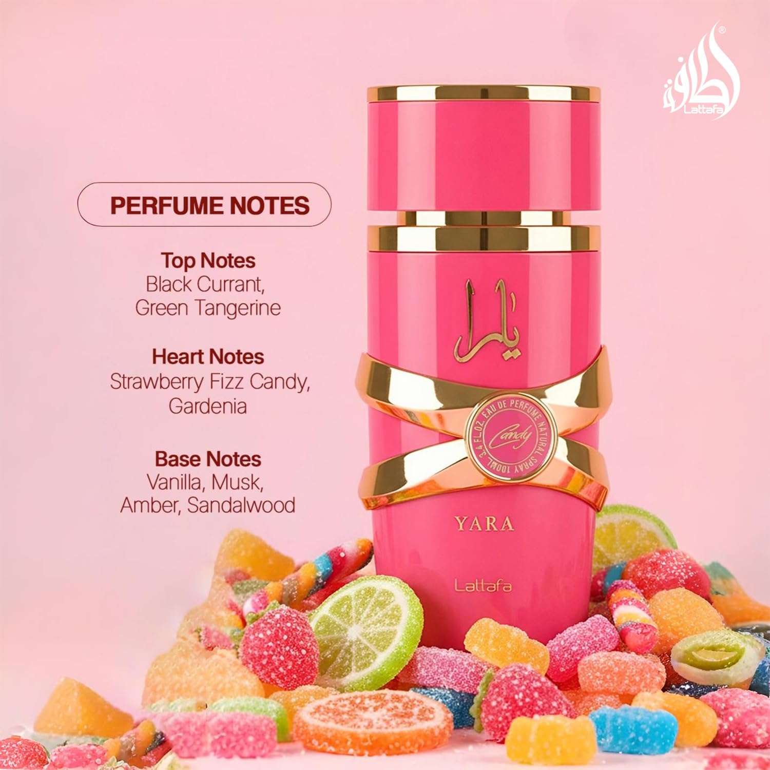 Lattafa Yara Candy long lasting fruity floral perfume for women