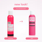 Side profile of Verb Dry Shampoo Dark bottle showing ingredient details