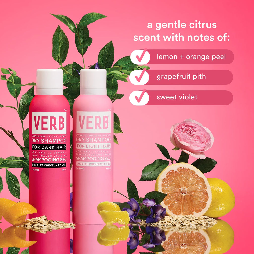 Professional studio shot of Verb Dry Shampoo Dark for dark hair