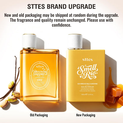 Side angle of Sttes Irresistible Sunshine perfume bottle for women highlighting product authenticity