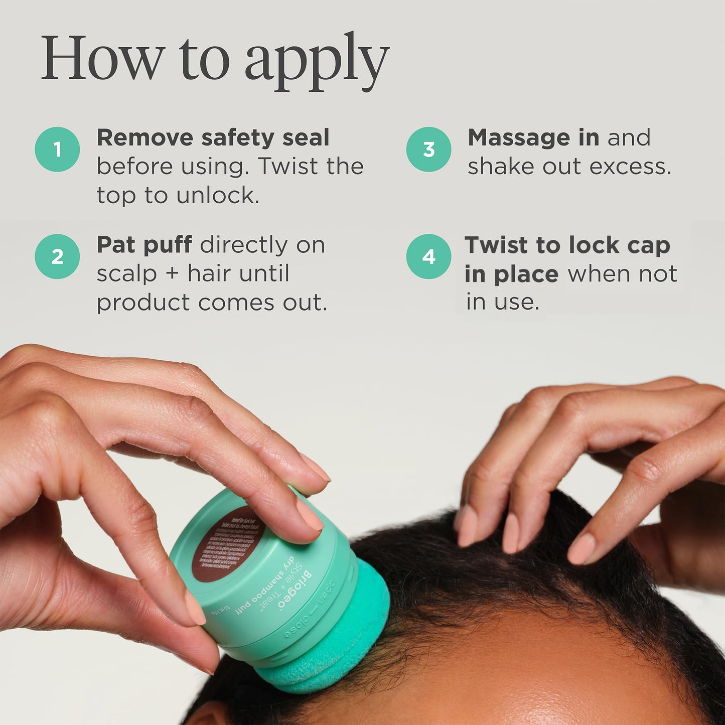 Briogeo non-aerosol dry shampoo powder texture
