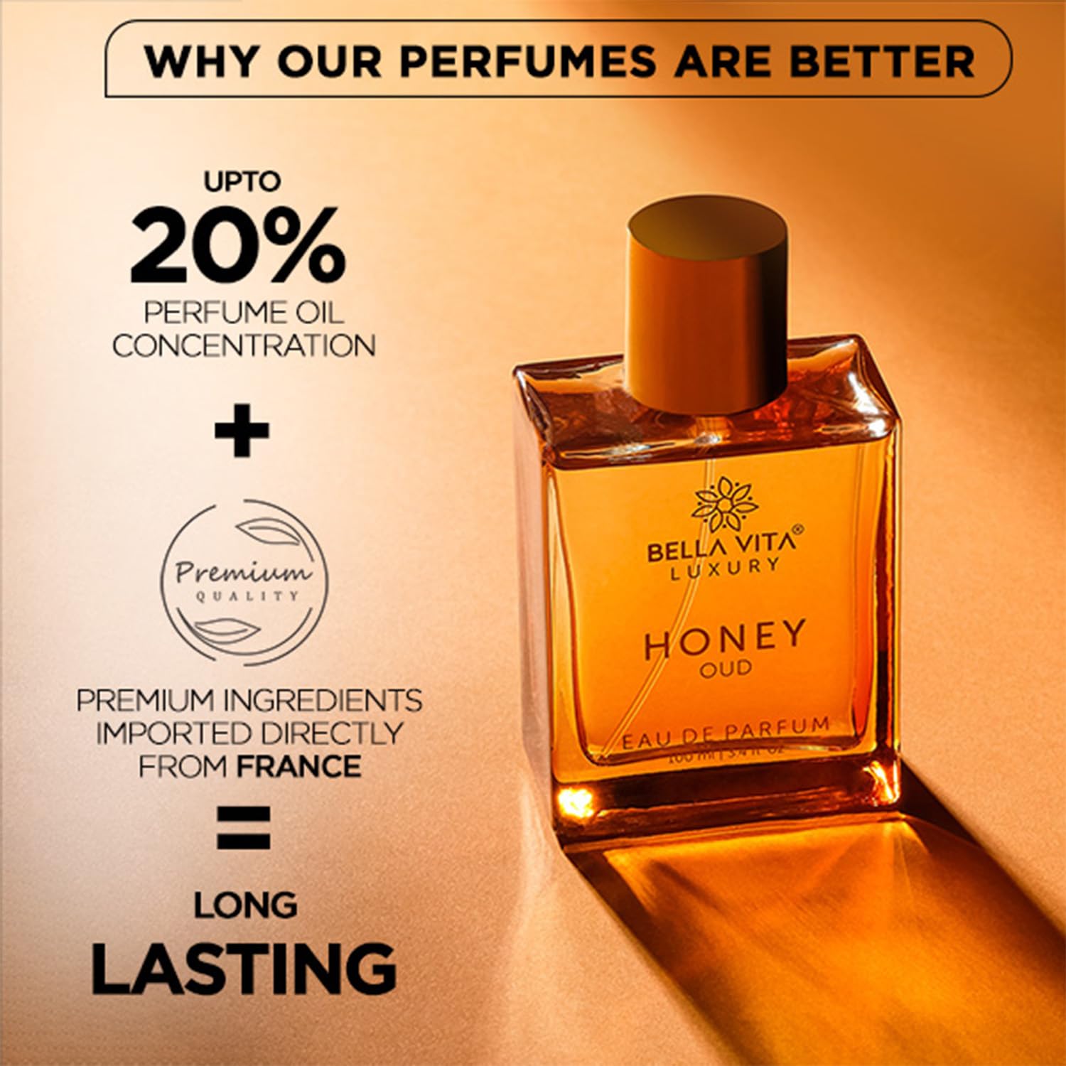 Authentic imported luxury perfume bottle for men and women standing on an elegant surface