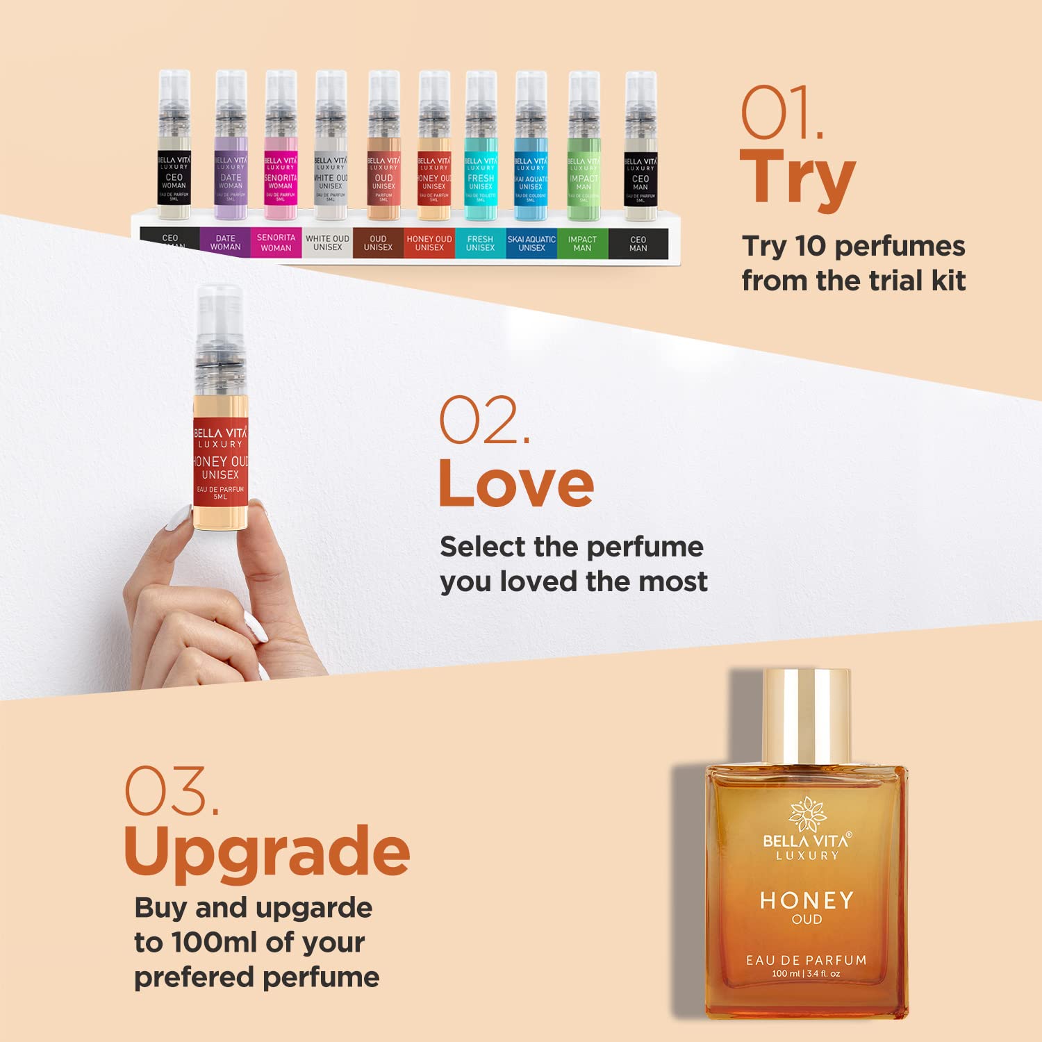 Bella Vita Luxury fragrance outer packaging carton displaying clean and sustainable branding elements