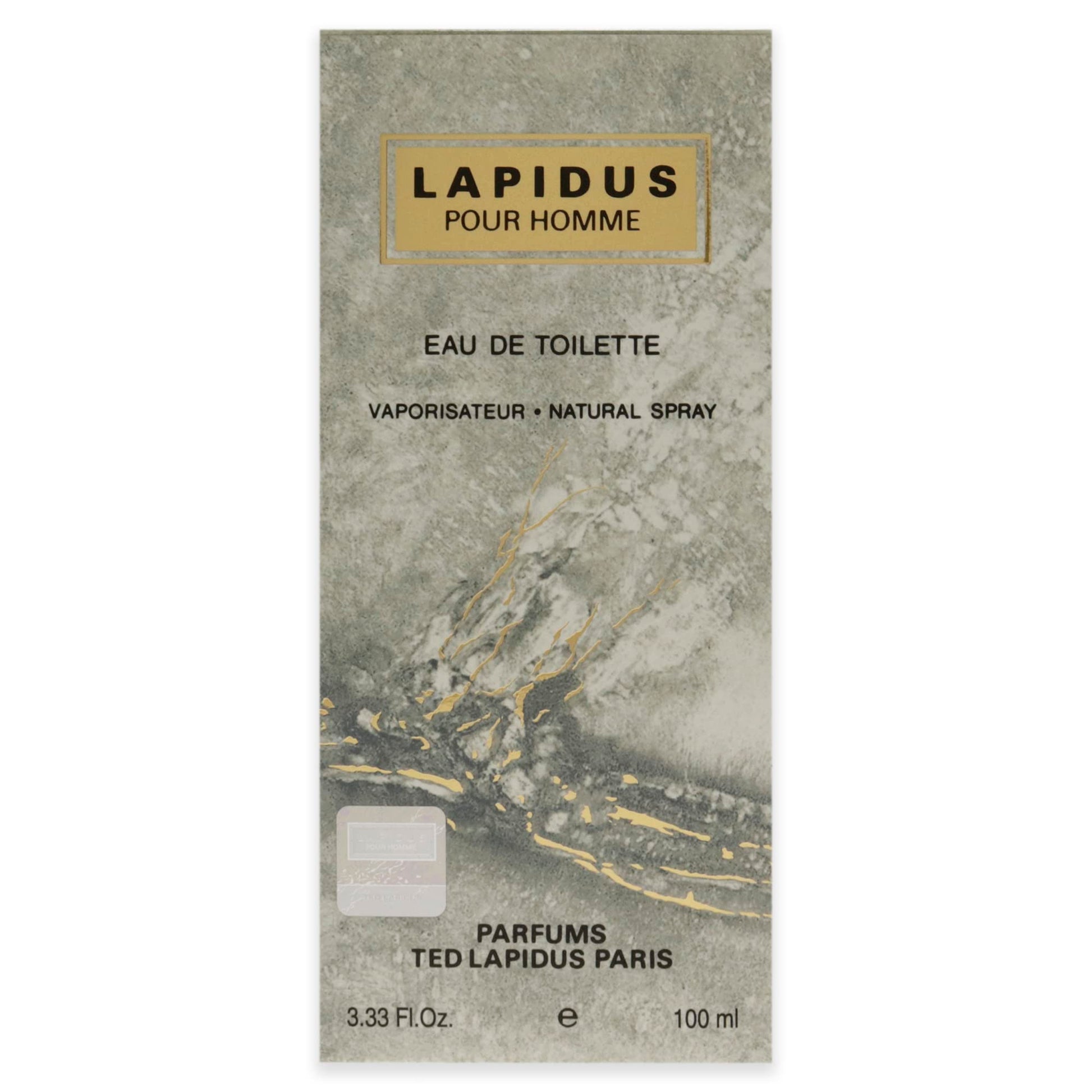 Ted Lapidus Pour Homme textured grey bottle side angle