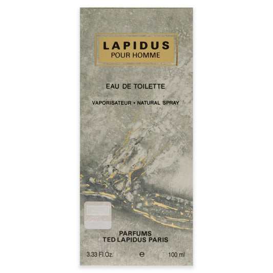 Ted Lapidus Pour Homme textured grey bottle side angle