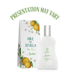Side profile of Aire de Sevilla perfume bottle showing premium Spanish design