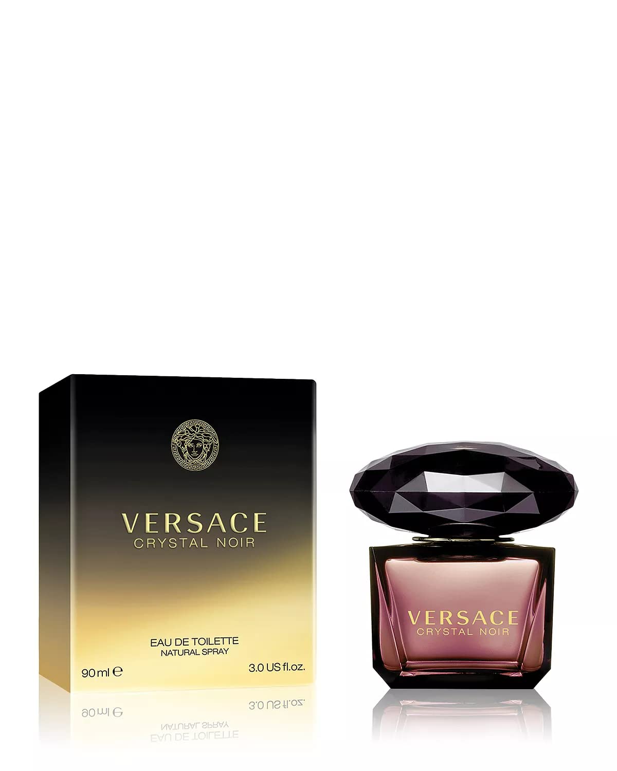 Luxury Versace Crystal Noir perfume bottle with diamond-shaped cap