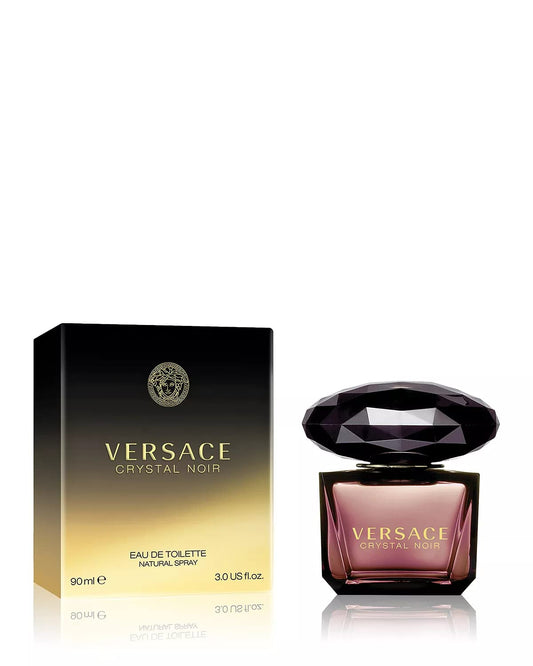 Luxury Versace Crystal Noir perfume bottle with diamond-shaped cap