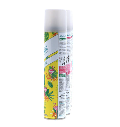 Back label of the waterless shampoo bottles displaying usage instructions and manufacturing details