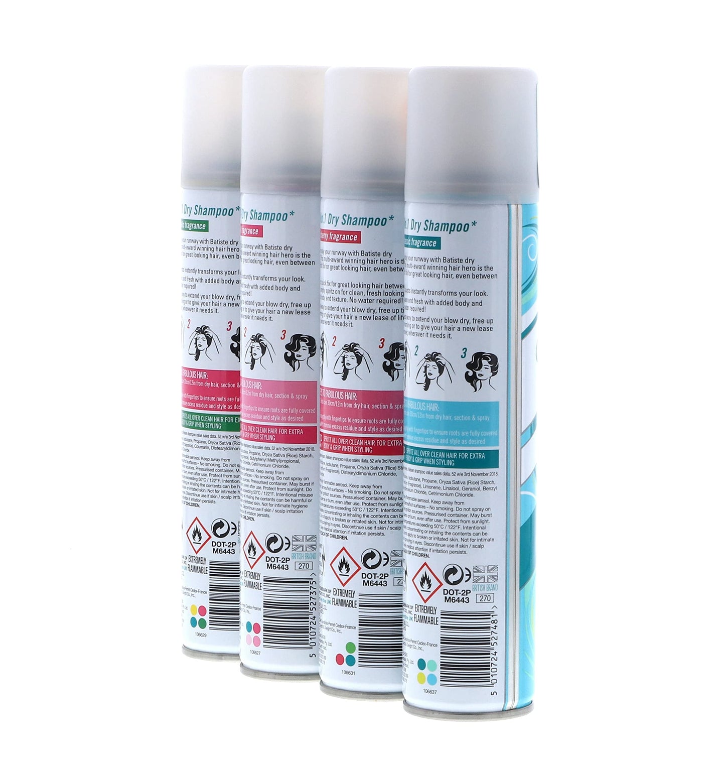 Blush floral fragrance dry shampoo container showing design graphics and product volume details