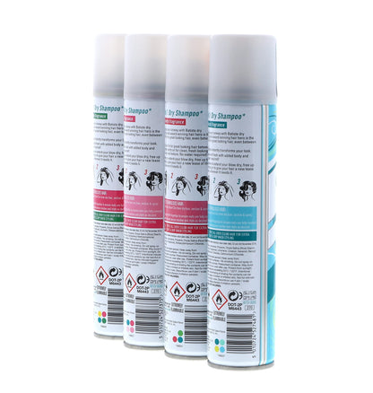 Blush floral fragrance dry shampoo container showing design graphics and product volume details