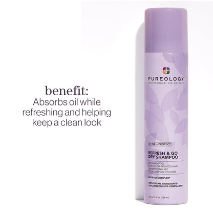 Pureology non-drying dry shampoo for color-treated hair packaging details