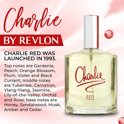 Revlon Charlie Red perfume box and bottle display