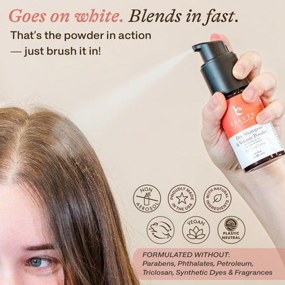 Top view of Beauty by Earth non aerosol hair powder dispenser