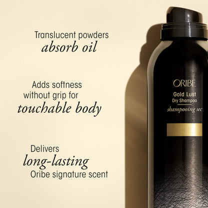 Oribe Gold Lust Dry Shampoo luxury packaging and nozzle detail