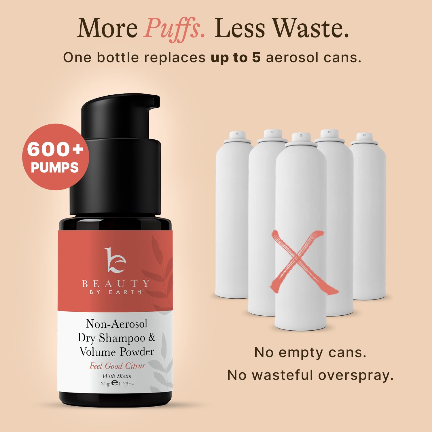 Travel friendly Beauty by Earth dry shampoo bottle size