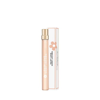 Side profile of Marc Jacobs Daisy Love travel spray packaging