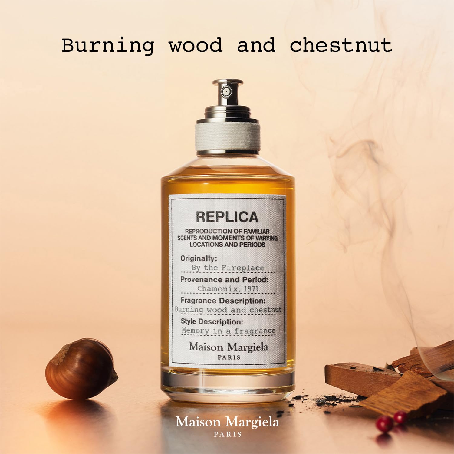 Close up of Maison Margiela Replica By The Fireplace label