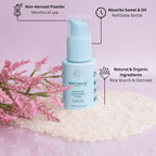 Hair Dance non aerosol volumizing dry shampoo powder being applied to hair sections.