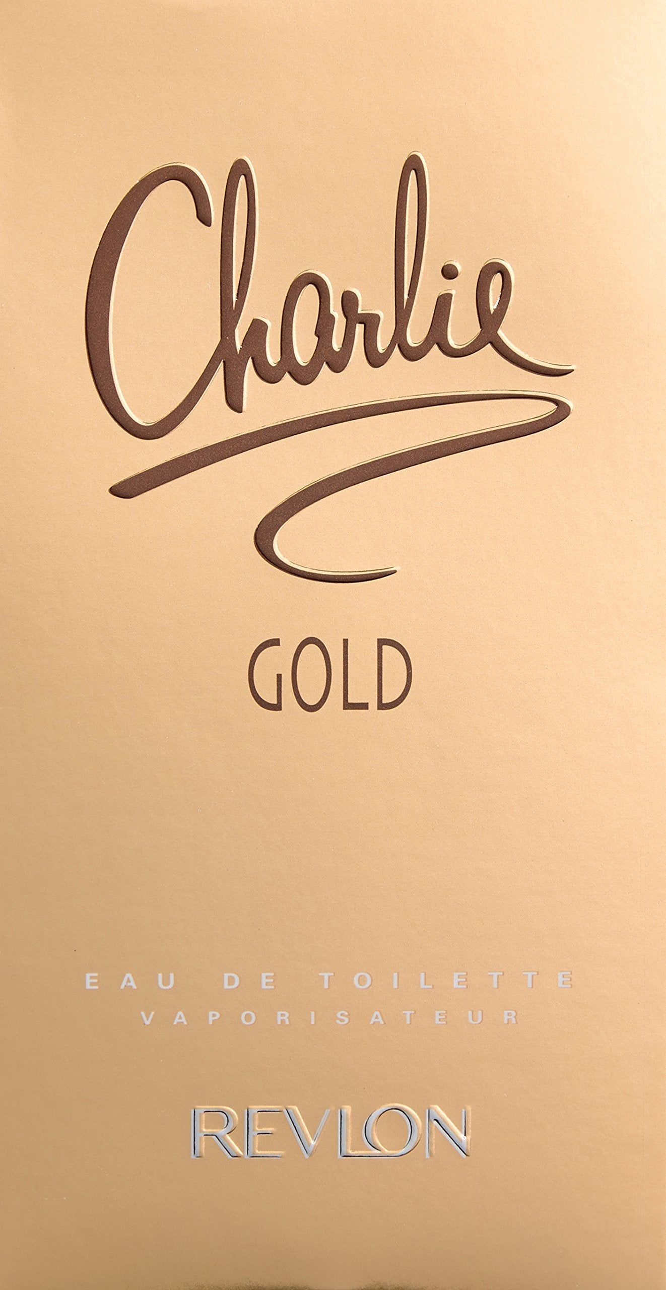 Revlon Charlie Gold 100ml perfume bottle and packaging